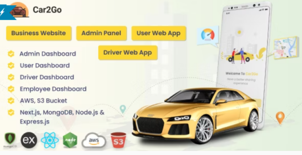 Car2Go - One Stop Ride Share Platform | User Web App | Driver Web App | Admin Panel (MERN) 1.1