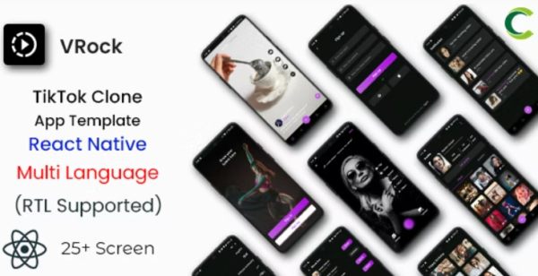 TikTok Clone App Template in React Native | Video Creating & Sharing App | Short Video App | VRock