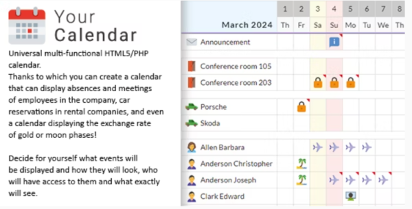 Your Calendar - Universal multi-functional calendar. Team, rental, multipurpose calendar. 1.05