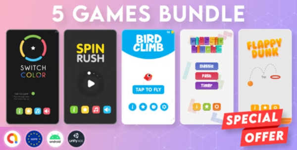 BUNDLE 5 GAMES | Admob + GDPR + Unity 26 September 2022