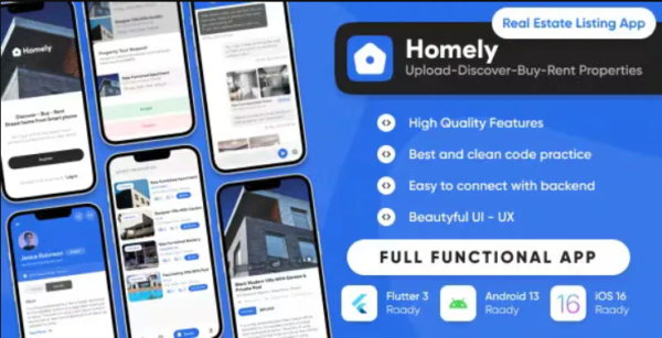 Homely : A complete real estate app : Directory Listing Buy-Sell-Rent : Flutter/Laravel