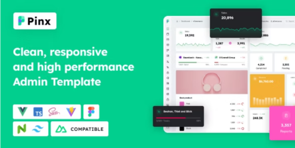 Pinx - Vuejs / Nuxt Tailwind + Naive Admin Dashboard Template 1.11