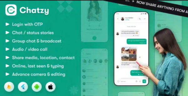 Chatzy - Whatsap Clone Chat & Call App | User App | Web App | Admin App | Inapp Subscription 1.0.11