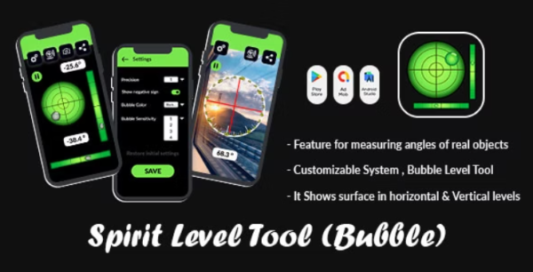 Bubble Level Tool - Level Tool Ruler - Spirit Level - Surface Level - Pocket Bubble Level - Tool App