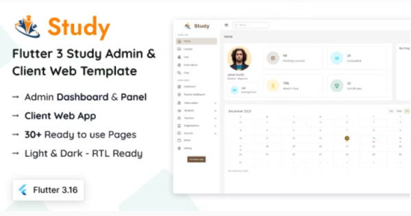 Study - Flutter Courses Admin & Client Template