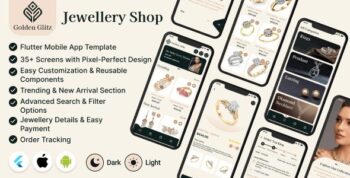 Golden-Glitz – eCommerce App for Jewelry Shop – Flutter Mobile App Template | Android & iOS