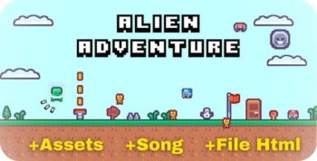 Alien Adventure Platformer | Construct 2 | Complete | 15 levels + Assets + Songs + File Html