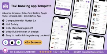 Urbanride template: Online Texi Booking App in Flutter (Android, iOS) | CityRideNow App